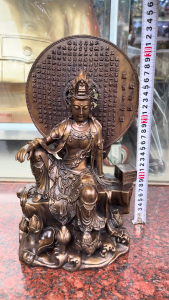 Tượng Phật Quan Âm Tự Tại Cao 32cm Bằng Đồng Hun Ngang 28cm Sâu 11cm Nặng 45kg