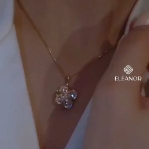 Dây chuyền nữ titan Eleanor Accessories vòng cổ hình hoa bốn cánh đính đá phụ kiện trang sức 6080