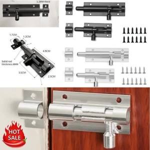 Black Door Lock Barrel Aluminum Alloy Door Lock Latch for Home Hardware Gate Safety Door Bolt Tower Window Catch Lock Silver