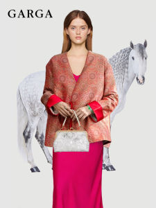 Red V-Neck Button-Up Chinese Style Womens Jacket Short Outerwear Elegant Feel Autumn Fashion Small Figure Top Garga Brand