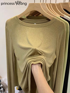 WANGGONGZHU | Loose Long Sleeve T-Shirt Womens Inner Wear 2025 New Simple Fashion Versatile Loose Slimming Top Women Overhead Korean Style