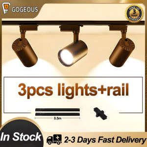 Gogeous led track light with rail Lampu Lampu track tracklight set 轨道灯套装 white black  20W 30W 40W spotlight track ceiling light for store shop mall exhibition light
