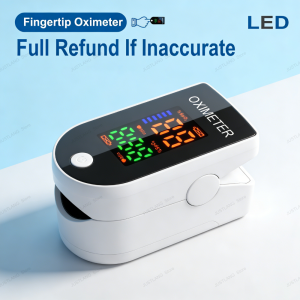 JUSTLANG Fingertip Pulse Oximeter With Case Portable 4 Color Blood Oxygen Saturation Monitor LED Display Fingertip Oximeter SPO2