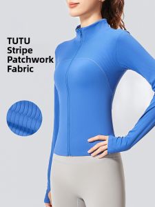 YANSE | Fitness Slimming Stripe Long Sleeve Jacket Outdoor Running Cycling