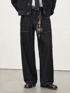 714street | Quần Jeans Nam Kiểu Nhật Cổ Điển Dáng Ôm Thẳng Mùa Thu