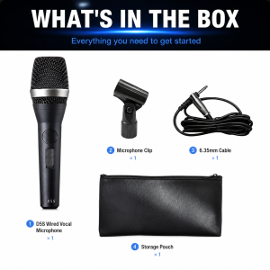 LN-D5-S Professional Vocal Microphone Wired Handheld Dynamic Mic Hi-Fi High Definition Sound for Recording Karaoke Live Stage