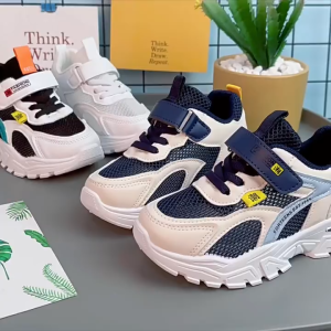 Korean Kids Braided Hight-top Rubber Sneakers Low Cut Comfortable Light Weight Jogger Shoes For Boys Girls