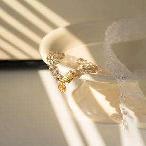 Natural Yellow Crystal Bracelet for Women Gold Hair Crystal Attracting Wealth Small Niche Hand Jewelry Gift for Besties