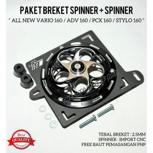 Paket 1 Set Spinner Cover Pelindung Kipas Radiator CNC + Breket Dudukan Spinner Bahan Besi 2.5mm Untuk Motor ALL HONDA 160 CC VARIO 160 / PCX 160 / ADV 160 / STYLO 160 Kualitas Premium
