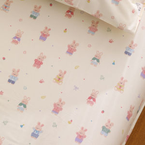 Pink Rabbit Cartoon Cute Summer Student Dormitory Childrens Bed Pure Cotton 100 Single Person Quilt Cover Modern Style All Seasons