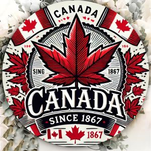CIFbuy | Canada Maple Leaf Iron Wall Art - Rustic 2D Print Decor for Home Office & Cafe Unique Gift