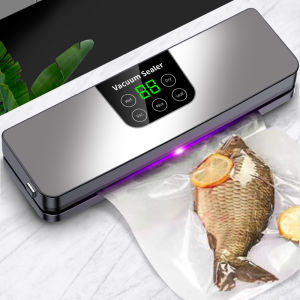 220V Electric Vacuum Sealer Machine Dry/Wet Food Packaging Seal To Keep Fresh Touch Buttons Digital Display Detachable Cleaning