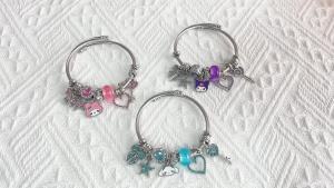 Sanrio | Purple Kuromi Zinc Alloy Charm Bracelet - Adjustable Wire Bangle Sparkling Rhinestone Accents Kawaii Fashion Accessory