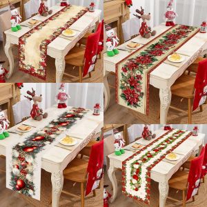 Christmas Ball Table Runner Merry Christmas Decorations For Home 2025 Cristmas Table Cover Navidad Noel Gift New Year Tablecloth