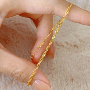 Non-fading Washable 18K Gold Wave Pattern Womens Bracelet Premium Sensation Titanium Steel Jewelry Fresh out Original Design