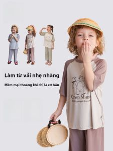 MiiOW | Bộ đồ ngủ cotton Modal Lenzing mùa hè thoáng khí cho bé trai quần dài tay ngắn thoải mái mặc ở nhà