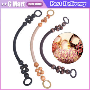 Wooden Beaded Purse Handles Rustic Bead Purse Strap Handles Replacement 18.5 Inch Nylon Bag Handles for DIY Bag Supplies