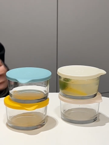 Sét Hũ Thủy Tinh Lọ Hộp Thủy Tinh Đựng Thực Phẩm Nắp Ấn Mang Đi Để Tủ Lạnh Dung Tích 260ml
