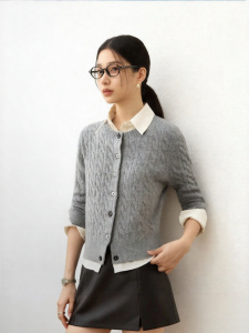 Semir | Áo Cardigan Dệt Kim Tay Ngắn Cổ Thường Mùa Đông