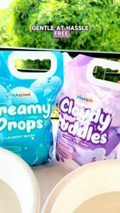 Dreamy Drops Laundry Wash 3 Bags/ 850ML - No Chemical Suitable for Newborn Baby Safe for Sensitive Skin Hypoallergenic and Mild formulation . With Citric Acid and Tea Tree Oil effectively remove dirt and stain. (The Little Zions)