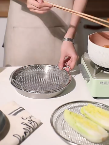 LILIER 304 Stainless Steel Basin with Oil Strainer Sieve Oil Frying Grease Tray Filter Tray