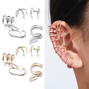 5Pcs Ear Cuffs Leaf Star Flower Ear Clip for Women No Piercing Cartilage Earrings Ear Studs Wedding Clip Earrings