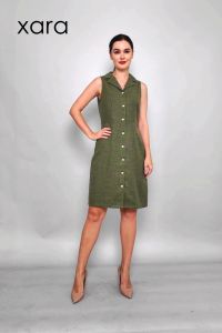 XARA Madison Sleeveless Full Front Button Tweed Dress