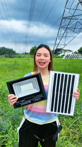 Bingo ไฟโซล่าเซลล์ ซื้อ 1 แถม 1 ไฟถนน โซล่าเซลล์ 80000W 100000W solar cell IP68 กันฟ้าผ่า แสงสีขาว พร้อมรีโมท solar light outdoor