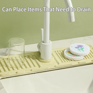 5° Slope Kitchen Silicone Faucet Sink Drain Pad Splash Guard Non-Slip Absorbent Water Drain Mat Sink Splash Guard Drip Catcher Tray for Household  Kitchen Counter Bathroom
