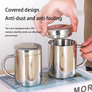 200/300/400ml Stainless Steel Coffee Double Walled Mugs with Lid and HandleMetal Coffee & Tea Cup MugCamping Travel Office
