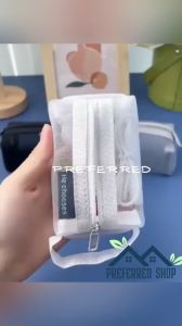 PREFERRED SHOP Portable Square Mesh Storage Bag Zipper Mesh Makeup Bag Square Mesh Cosmetic Bag
