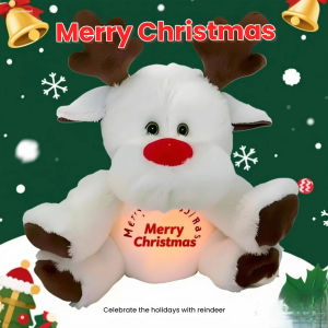 Christmas Deer Will Breathe Shine Music Fill Baby Plush Toys Light Sound Sensory Comfort for Newborns Baby Cute Gift