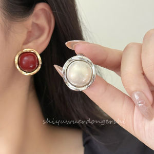 Red Pearl Metal Ear Cuff No Piercing Required Fashionable Versatile Small Size French Style Mosquito Coil Tray Ear Jewelry