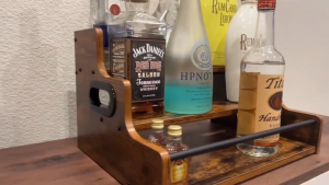 Wooden Wine Rack Quality Wine Rack for Bar Counter Wooden Storage Display Rack with Handle for Wine Organizer Kitchen Spices and Jars and Bottles Holder Stand Coffee Bar