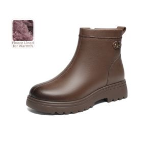 Reddragonfly | Warm Genuine Leather Womens Winter Boots for Elderly