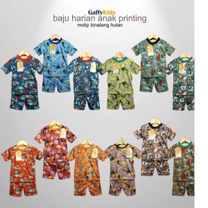 3STEL/pakaian anak printing GAFFYKIDS 2tahun sampai 6 tahun baju lengan pendek celana motip binatang