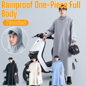 Thickened Raincoat One-Piece Rain Coat Motorcycle Waterproof Lengthen Rain Coat Hooded Rainwear