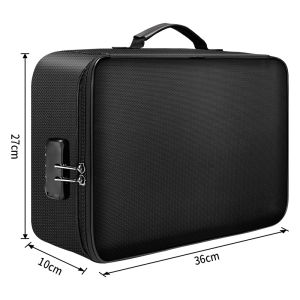 Document Storage Bag Organizer with Lock Waterproof 3 layer Travel File Bag Large Capacity File Storage Bag Multi-layer File Organizer Portable Bag for Passport Certificates of Important Files Fireproof Document Organizer Bag with Money Bag