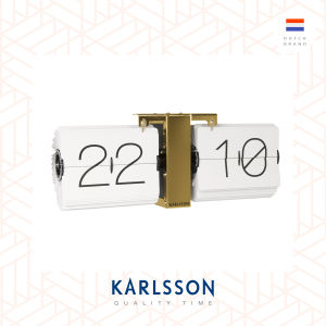 Karlsson Flip clock No Case white brass stand (Table/Hanging)  [Ready Stock] Flip Clock Table clock Modern Luxury for Living Room Home Decor