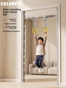 ColorFit | No-Drill Door Frame Gym Bar Indoor Pull Up Ring Exercise Equipment