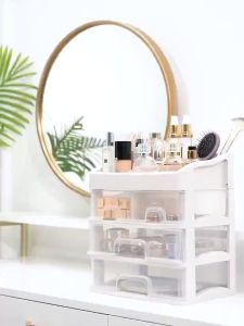 Rak Kosmetik 3 Laci Susun / Tempat Cosmetic Makeup Murah / Kotak Make Up Praktis