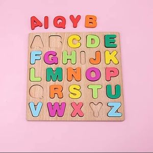 ABC Alphabet Digital Puzzle Wooden Toys Kid Number Letter shape Matching Jigsaw Board 20*20cm