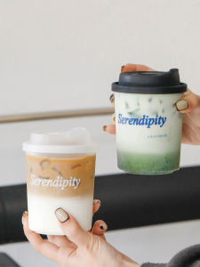 INS Xiaohongshu Same Style Straight Mens Cup Chubby Cup Disposable Coffee Milk Tea Cold and Hot Drink with Lid 500ml Takeaway Cup