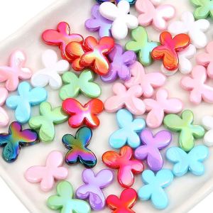 20pcs 17x12mm Acrylic Mabei Plated Butterfly Loose Spacer Beads For Jewelry DIY Necklace Bracelet Making Decorative Accessories