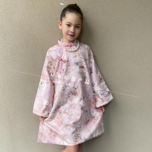 Sweet Girls Thickened Cotton Cheongsam Dress Traditional Chinese Style Childrens Clothing Winter Season Suitable for Toddlers to Girls