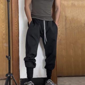 Loose Mens Sport Pants American Style Running Fitness Basketball Long Trousers with Drawstring Comfortable Breathable