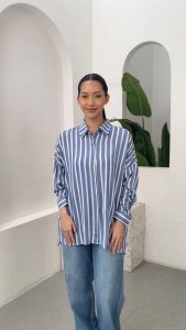 Ixora Dam Oversized Shirt - Kemeja Wanita Oversize Lengan Panjang Motif Abstrak