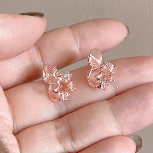 Elegant Rose Gold Star Shaped Ear Cuff High End Fashion Jewelry Womens Dainty Diamond Embedded Ear Studs Attractive Earrings