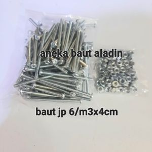 baut dan mur 6/m3x4cm obeng isi 100set