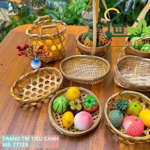 TT124 - giỏ rổ mẹt làm từ tre 100% trang trí tiệc tiểu cảnh - nhớ xem phần mô tả